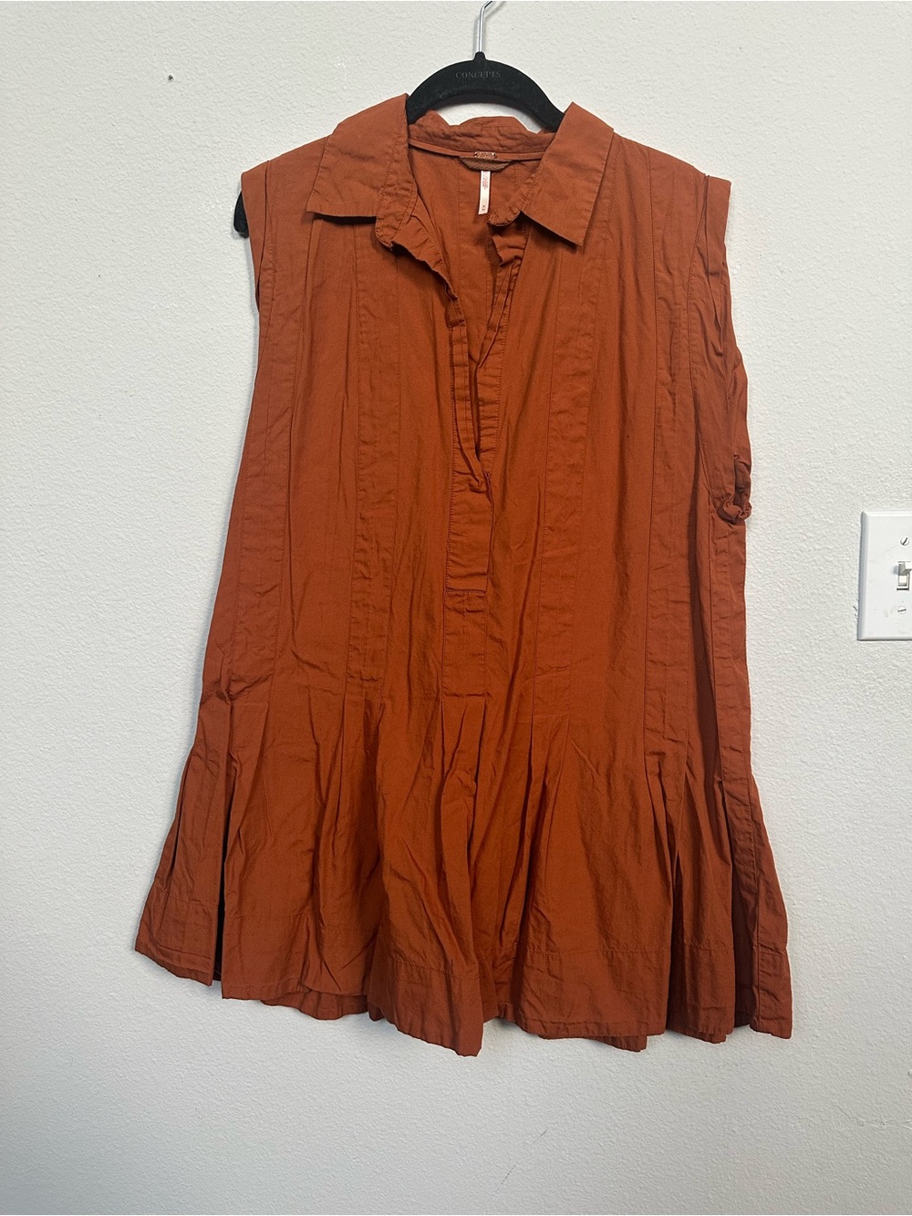 Free People Sleeveless Mini Dress in Rust Orange